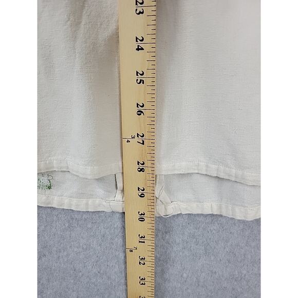 MPH Collection Linen Blend Ivory Embroidered SS Button Up Shirt Women's Plus 3X - Picture 8 of 12